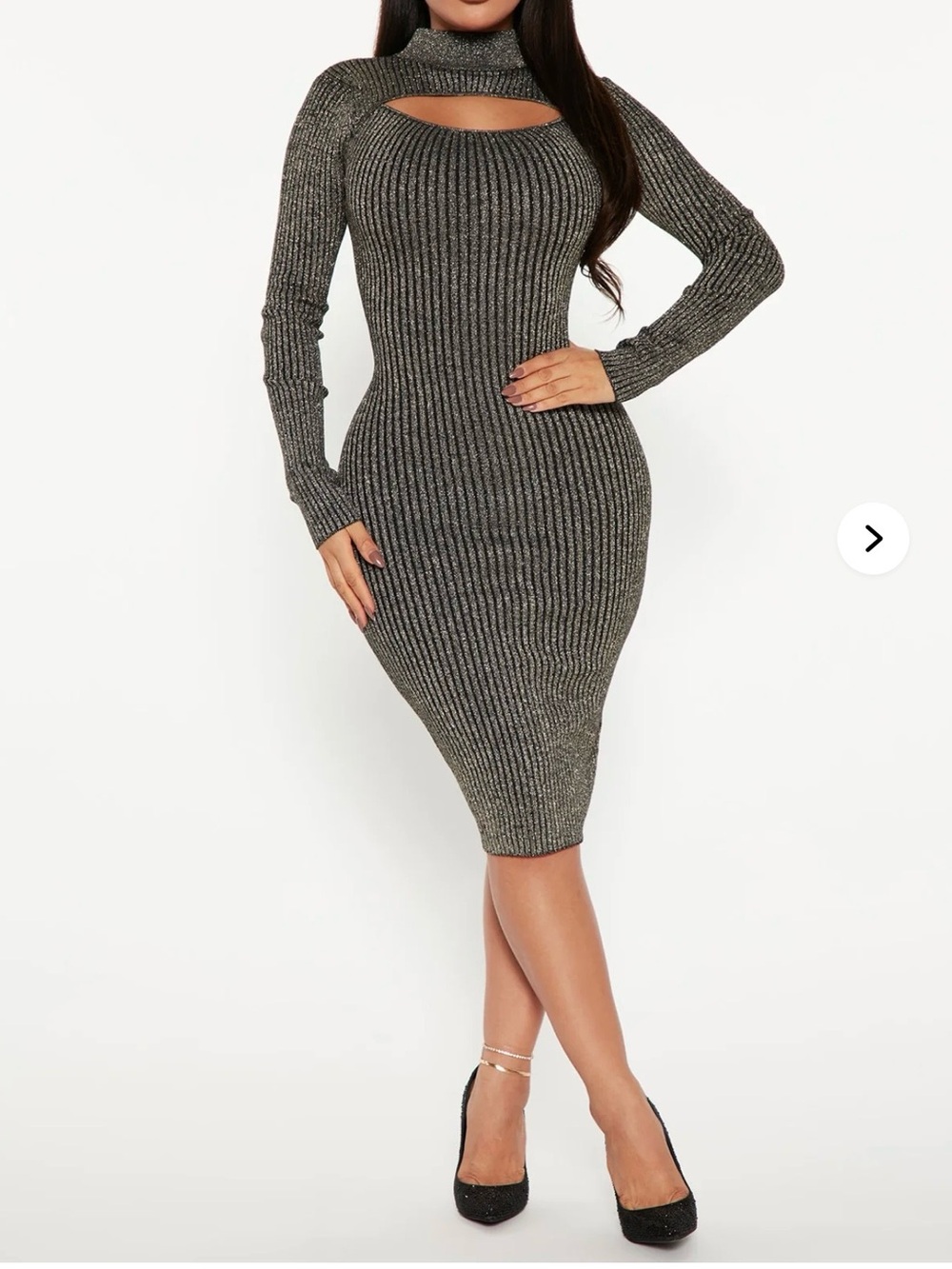 Sweater Midi Dress - Black/Gold
